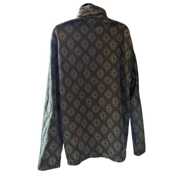 Eddie Bauer Men's Large Fleece Pullover Jacket Aztec Diamond Pattern Green - Picture 15 of 16